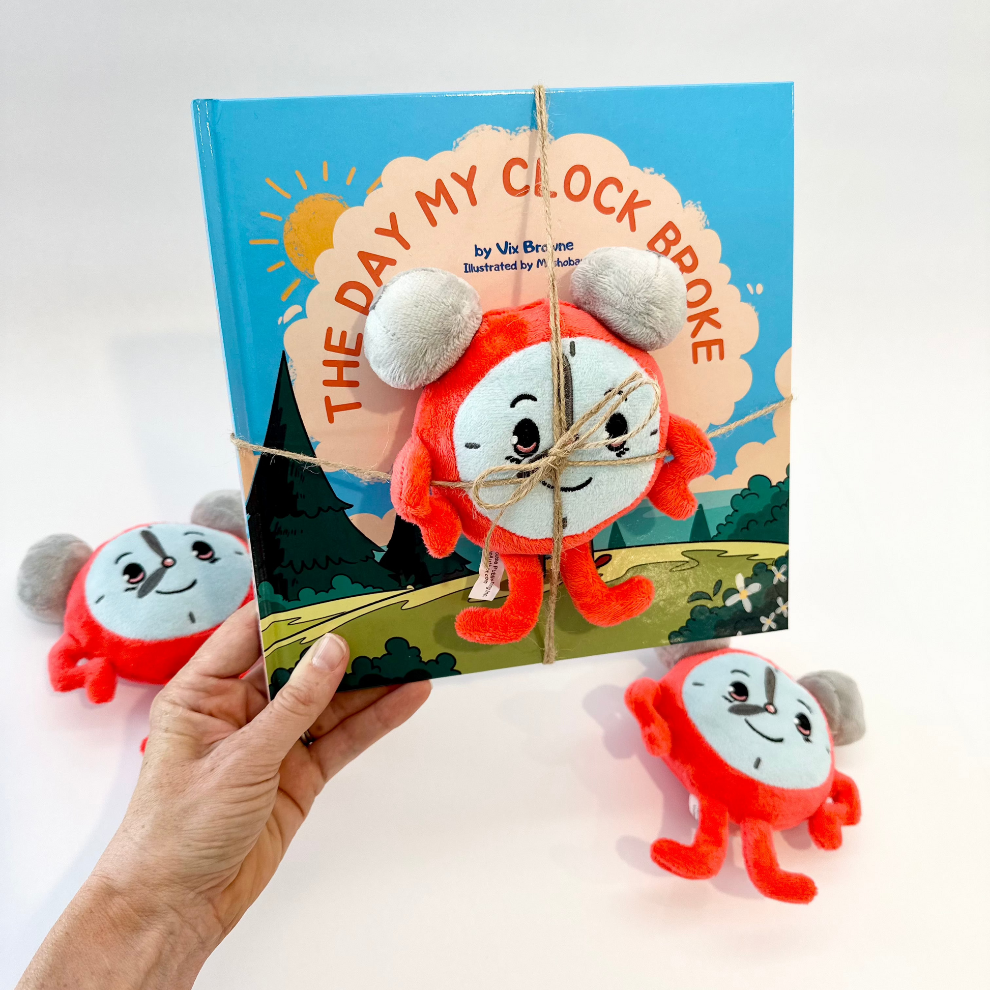 Children's book time concept with plush 